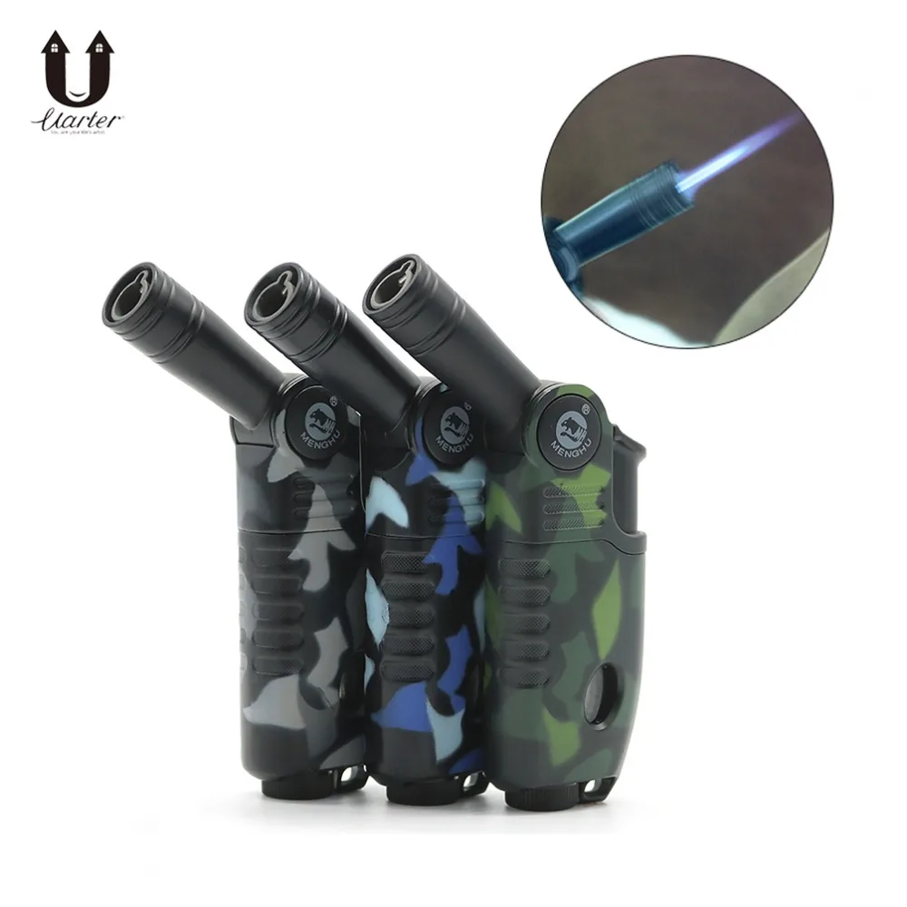 

UARTER Outdoors Metal+Plastic Windproof Mini Lighter BBQ Gas Lighter with LED Light Portable Keychain Lighter for BBQ/Kitchen
