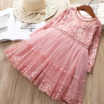 

Wholesale New 2019 Baby Girl Lace FLower Dress Spring Autumn Girls Kids Princess TUTU Dresses Children Clothes