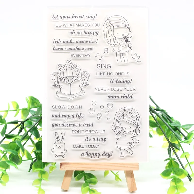 

KSCRAFT A Happy Day Transparent Clear Silicone Stamps for DIY Scrapbooking/Card Making/Kids Crafts Fun Decoration Supplies
