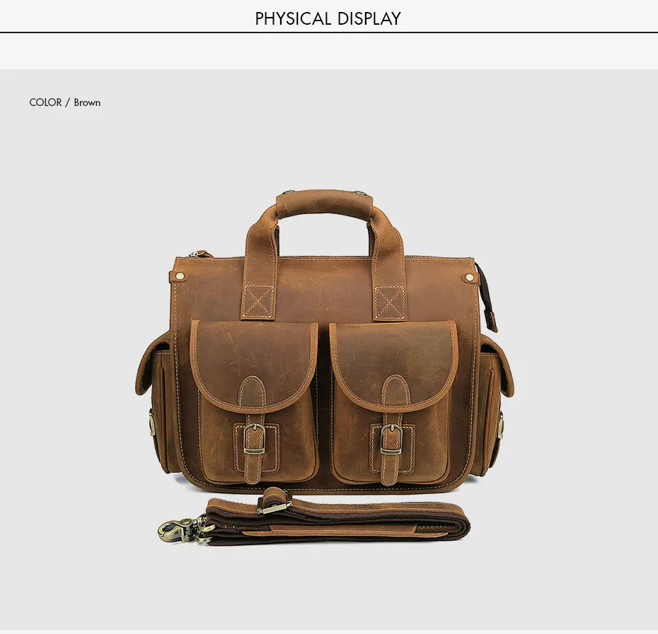 CARANFIER для мужчин Портфели Бизнес Мода Сумка из натуральной яловой кожи большой ёмкость ноутбука сумки на плечо