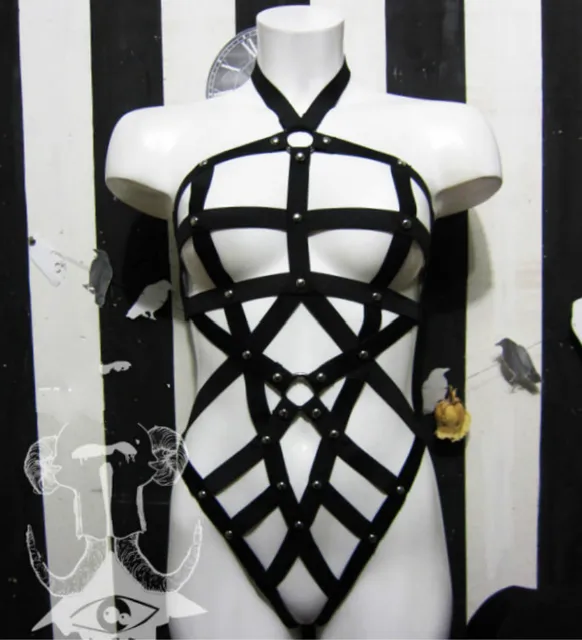 New fashion pastel goth women studded bust garter belt suit gothic sexy