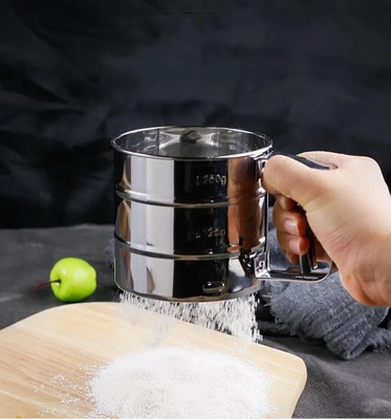 

1Pc Stainless Steel Mesh Flour Sifter Mechanical Baking Icing Sugar Shaker Sieve