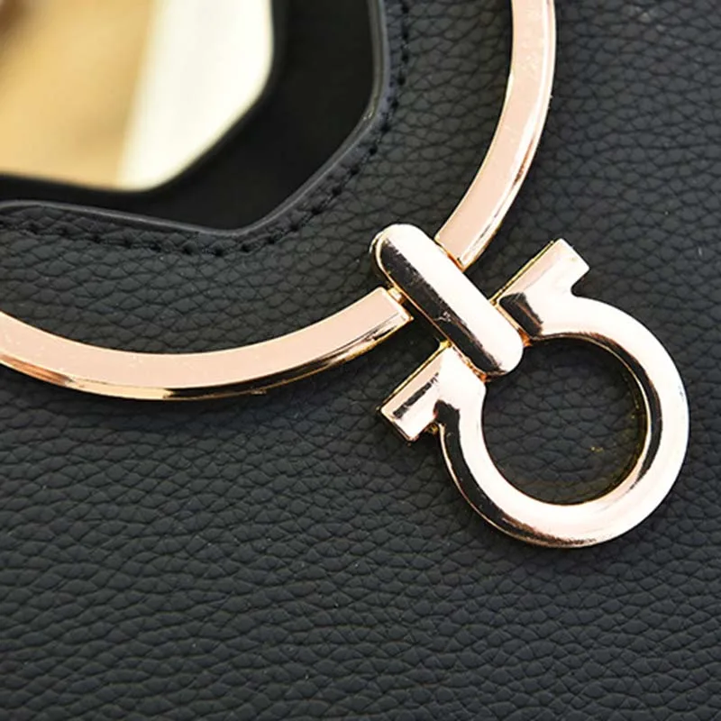 PU Leather Women Casual Handbag Female Holiday Messenger Bag Lady Exquisite Crossbody Mini Fashion Metal Ring Handle Bag SS7087 (1)