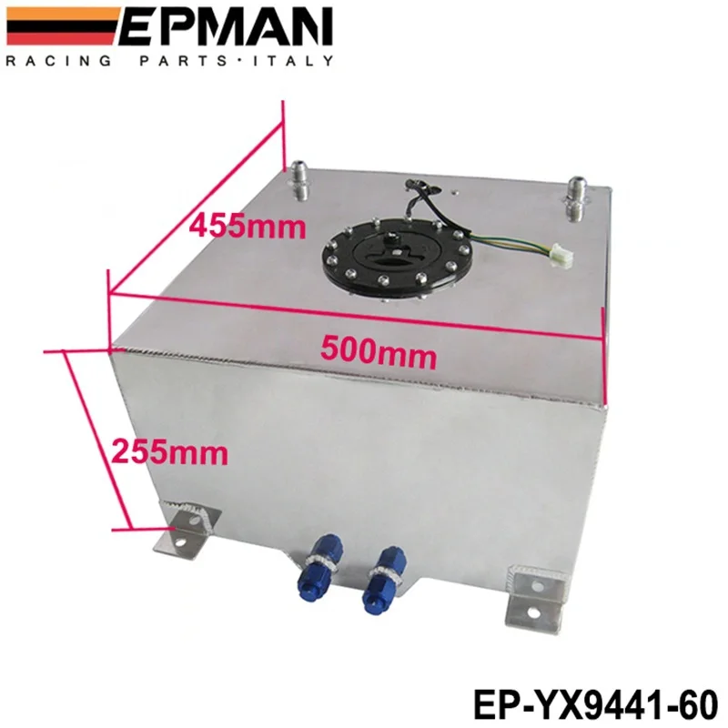 60L полированный алюминиевый гоночный/Дрифт/уличный топливный газовый бак+ уровень отправителя EP-YX9441-60