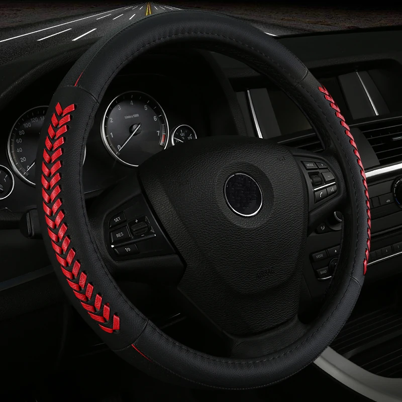 Hand woven leather car steering wheel cover for Suzuki Swift Wagon