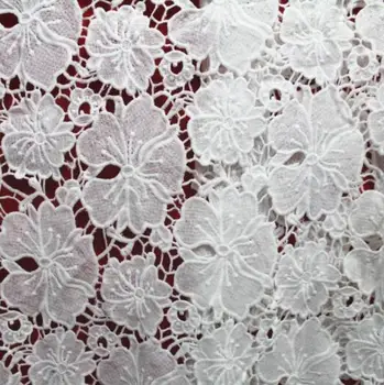 

5Yards White African Cord Lace Fabrics Nigerian Lace Fabrics For Wedding Dress High Quality French Guipure Lace Cotton Material