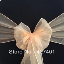 Высокое качество персиковая органза/органза стул лук для свадебного мероприятия и вечерние украшения