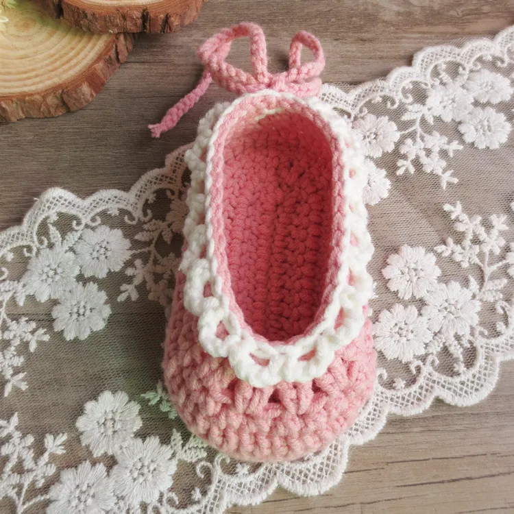 QYFLYXUEHand вязаная обувь из шерсти для новорожденных, обувь для малышей, мягкая подошва, вязаная полнолуние обувь, 0-3-6 месяцев