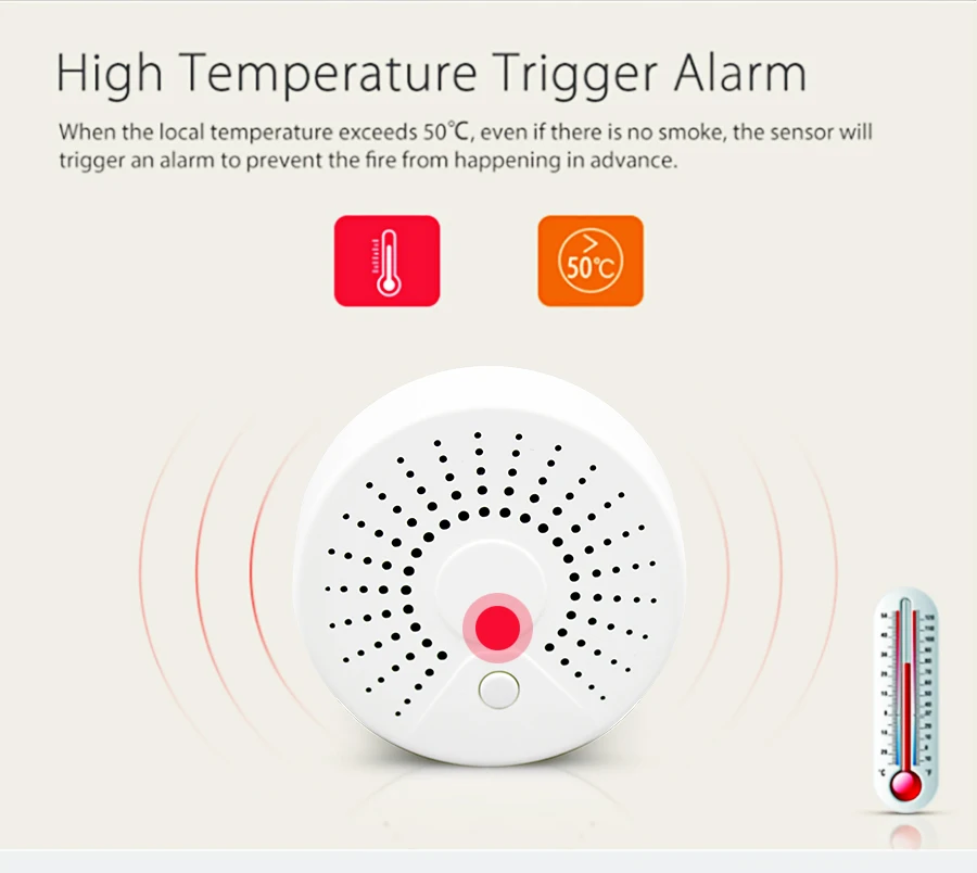 Zemismart WiFi Tuya умный датчик дыма 100DB wifi умный дом устройство видеонаблюдения беспроводной детектор дыма