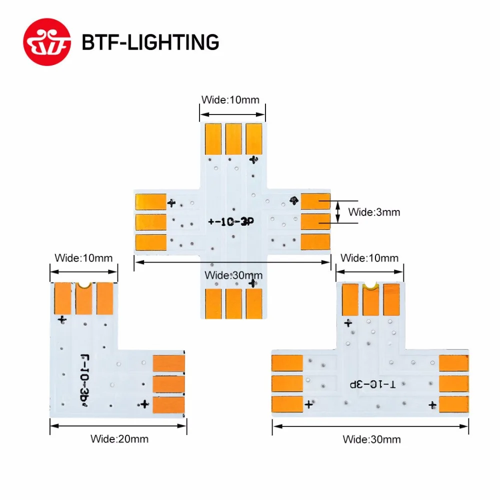 2pin/3pin/4pin/5pin Угловой Соединитель 8 мм/10 мм/12 мм Ширина T/L/X Форма паяный соединитель Ws2811 Ws2812b нет пайки