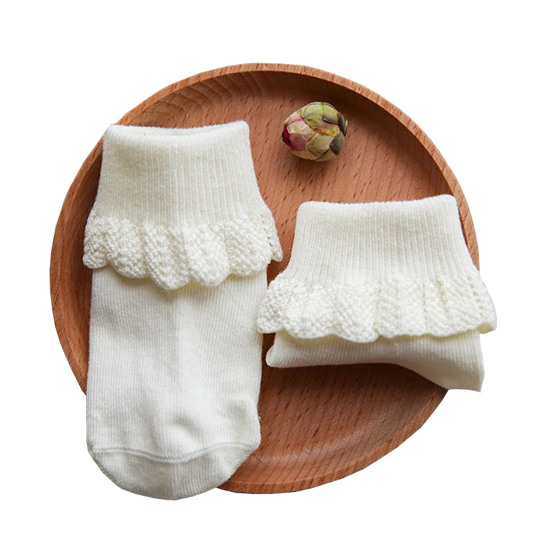 

1 Pair Boys Girls Socks Baby Lace Solid Cotton Milk White Gray Khaki Pink Yellow Sock Newborn Kids Cute Shoes Slippers Boots