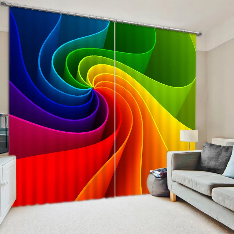 

Geometric ribbons personalized photo curtains finished shading