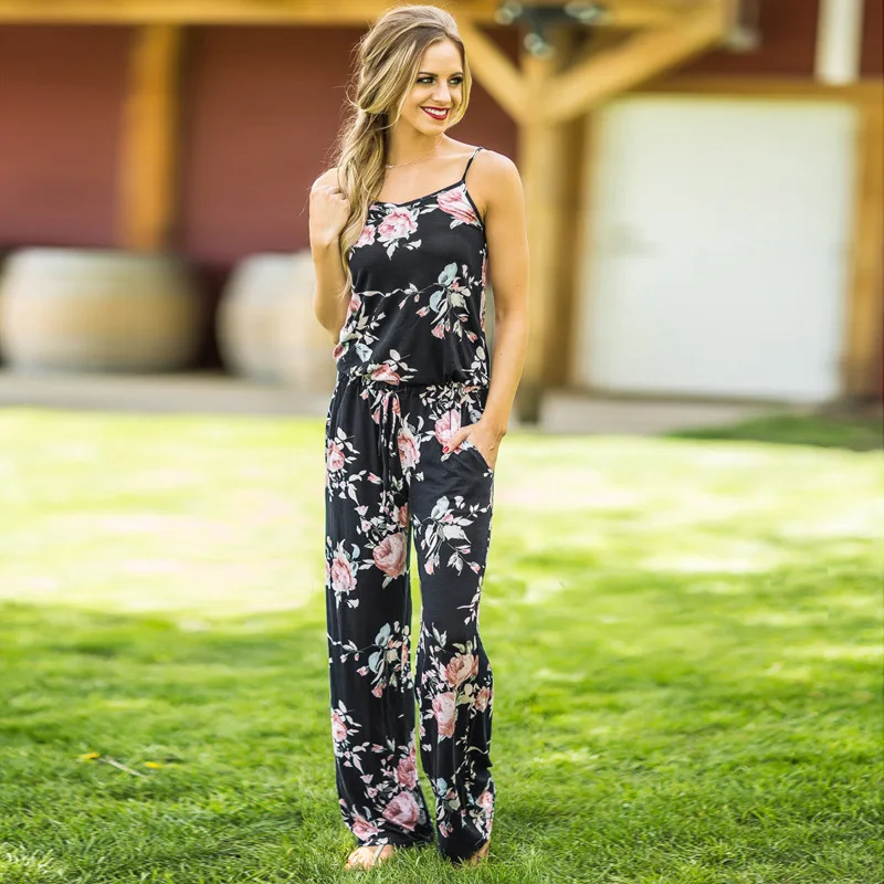  Women's Super Comfy Floral Jumpsuit - Model1