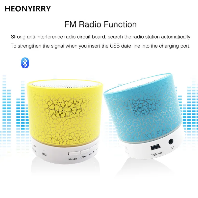 Портативные мини колонки HEONYIRRY со светодиодами Bluetooth беспроводные маленькие