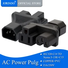 Jorindo iec320 c14 a 5-15 p, c14 a c15, iec 320 c14 para c15 + nema 5-15r, nema c14 para c13 5-15r adaptador ac, 15a 125 v,