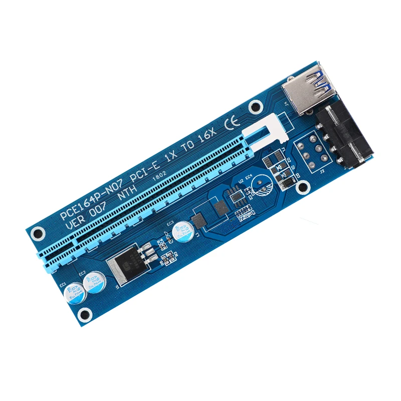 Райзер карта VER007 PCI E 0 6 м 1X до 16X + кабель USB 3 SATA от 15pin 4pin питания Molex для майнинга BTC