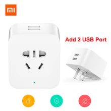 Оригинальная умная розетка Mijia Xiaomi, улучшенная, WiFi, контроль мощности, таймер, переключатель, двойной USB, умная розетка, Pro, Wifi управление