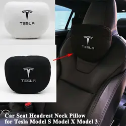 Стиль памяти мягкое удобное сиденье для автомобиля подголовник подушка для шеи Подушка защита аксессуар логотип для Tesla модель S модель X