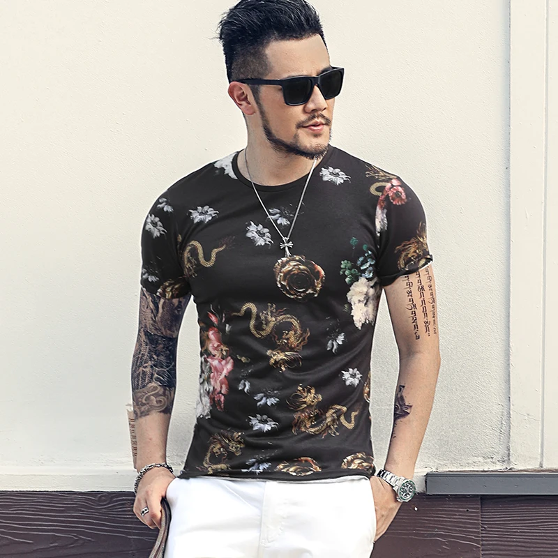 Mstyle Mens Loose Fit Summer Round Neck Black Hole Plus Size 3D Print Blouse Shirt Tops