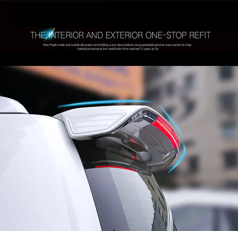  MONTFORD Car Accessories ABS Plastic Unpainted Rear Roof Wing Spoiler With Led For Toyota Land Crui - 32836162572