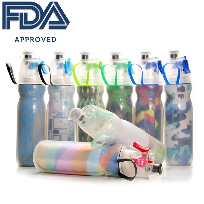 Botella aislada de doble pared, 600ml botella de agua de nebulización, aprobado por la FDA libre de BPA 20 oz