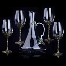 5 шт. набор бокал для вина es графин эмаль металл кристалл стекло 350 мл/1500 мл набор для красного вина Кубок для шампанского стекло Рождественский подарок