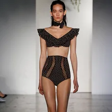 Женский купальный костюм из двух частей, бикини, купальные костюмы, бикини, Infantil, может, женский пляжный костюм для женщин, для бассейна, тяжелое кружево, черное слово, высокая талия