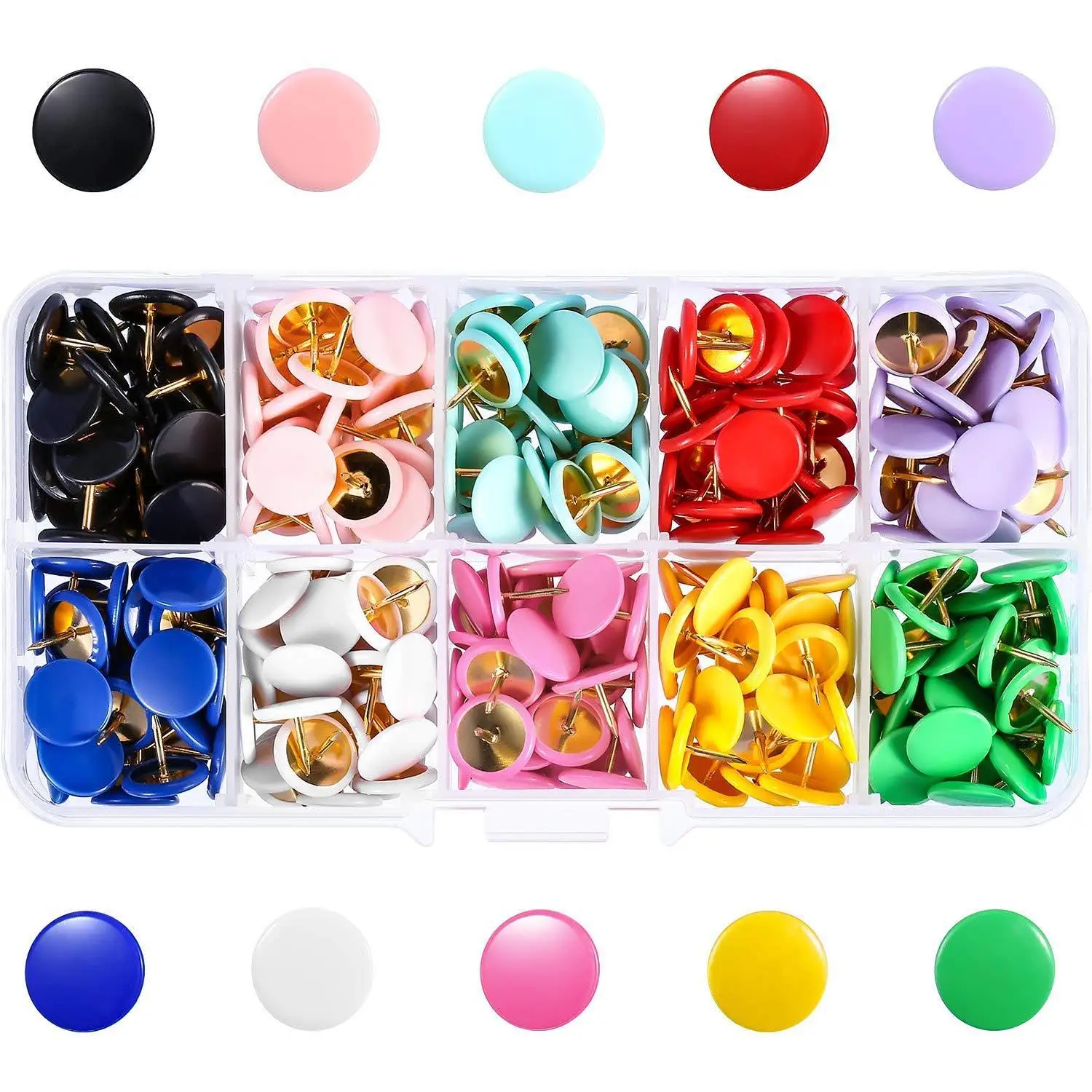 

Map Thumb Tacks Office Push Pins Round Plastic Head Drawing Pins For Cork Board Notice Board, 300 Pcs