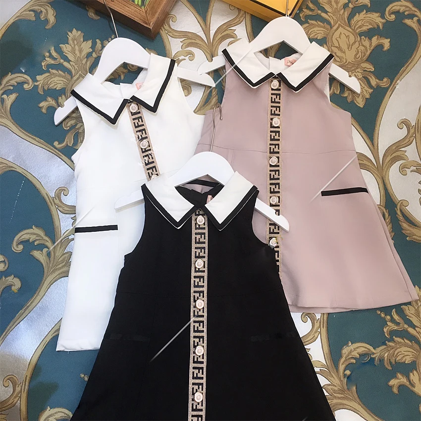 

659A Letter Brand Princess Baby Girls Christmas Dress New Year Fall Winter Party Kid Dress For Girl Wholesale Baby Girl Clothes