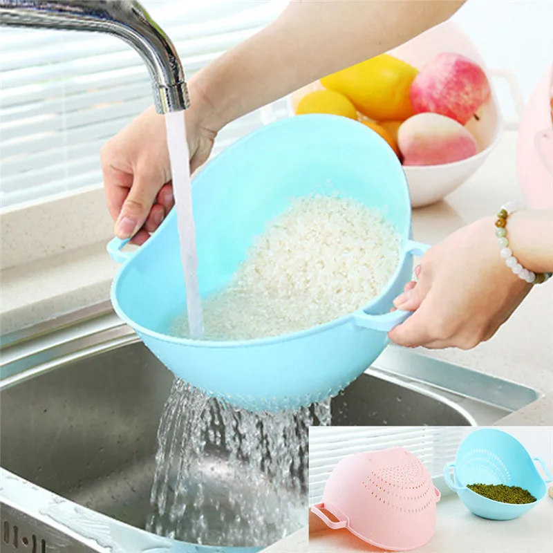 

2018 New Arrival Wonderful Double Handle Rice Washing Machine Basket Kitchen Basket Rice Wash Sieve Strainer Hot Sale