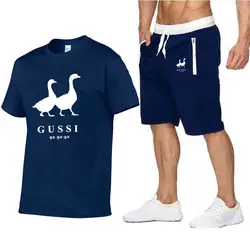 Последний модный мужской костюм из двух предметов: футболка Ga, мужская повседневная футболка с коротким рукавом, футболка Веселая + шорты