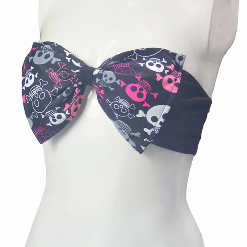 

Girls Sexy Skull Print Tops Bow Knot Separate Swimsuit 2019 Women Swimwear Bandage Bathing Suits Beach Wear Ladies Bikini Tops