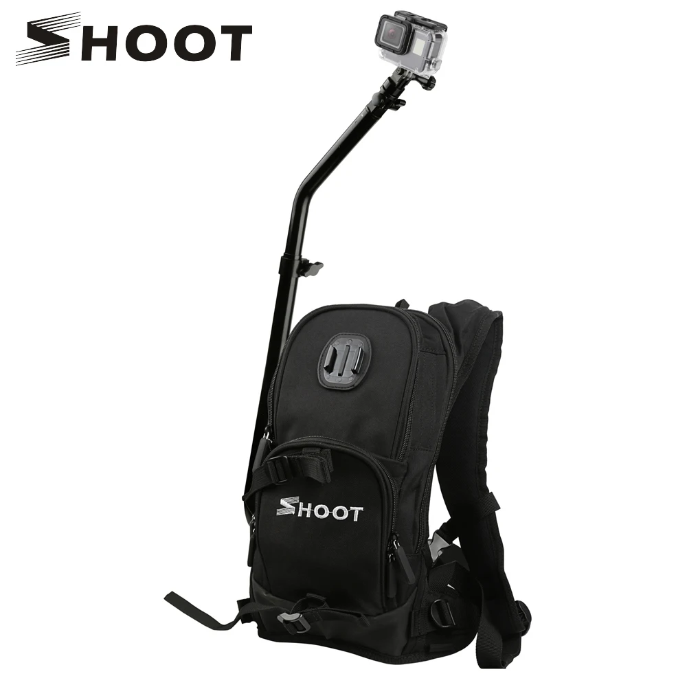 

SHOOT Motorcycle Bicycle Selfie Backpack for GoPro Hero 5 4 Session Yi 4K Cycling Backpack SJCAM SJ4000 Camera with Pole Stick