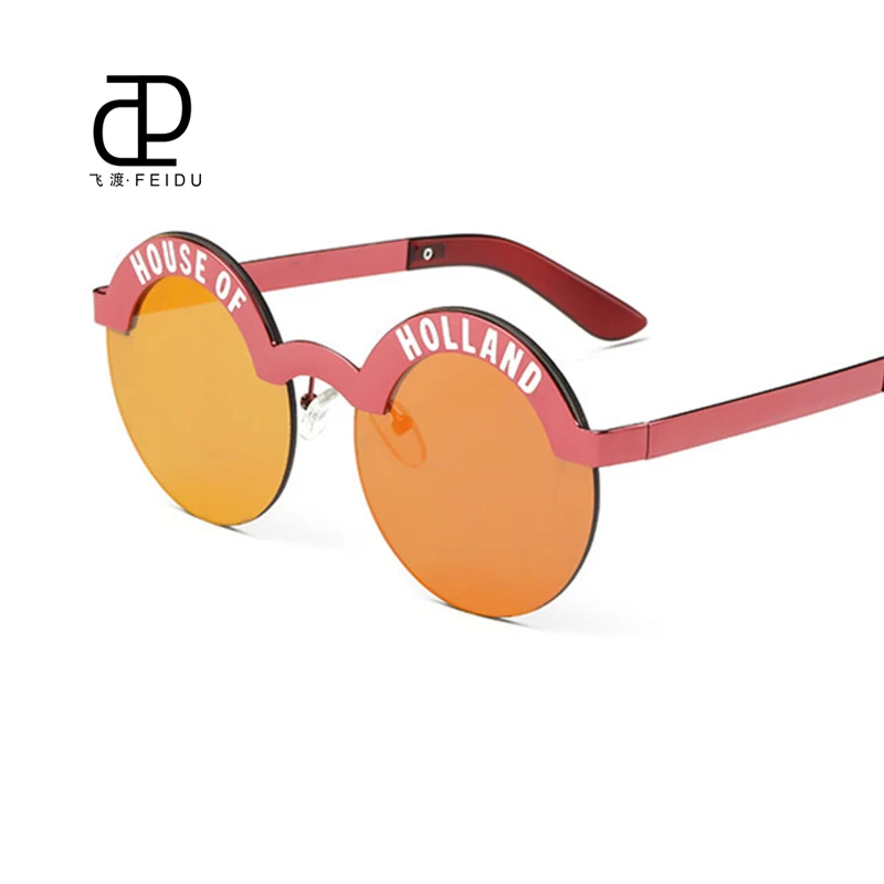 

FEIDU 2016 Fashion Alloy Round Sunglasses Women Men Retro Half Frame Reflective Sun Glasses For Women Oculos De Sol Feminino