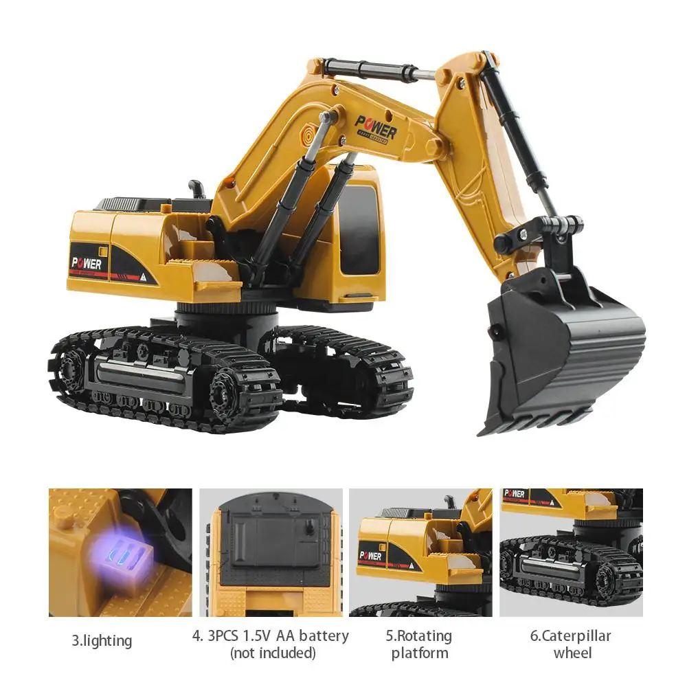 

1/24 Remote Control Simulation Model Excavator 5 Channel 2.4Ghz Excavators Crawler Car Toys for Kids Children