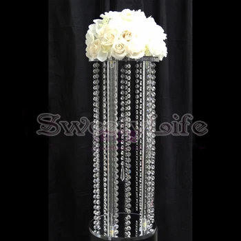 

50cm Tall by 20cm Diameter Crystal flower stand table centerpiece wedding Props 10pcs/Lot
