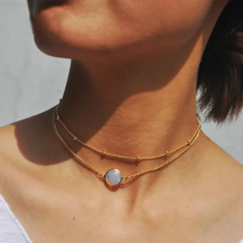 

Korean Simple Gem Double Clavicle Chain Short Section Ladies Necklace Choker Statement Necklace Choker Necklace Free