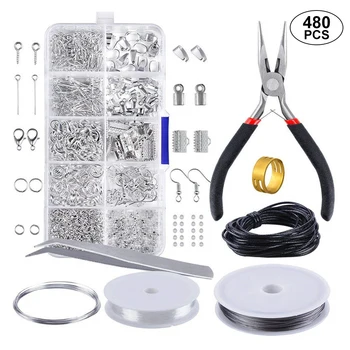 

480PC/Set Combination Open Ring Closed Ring Lobster Buckle Send Ring Hand Tool Pliers Necklaces DIY Jewelry Findings Accessories