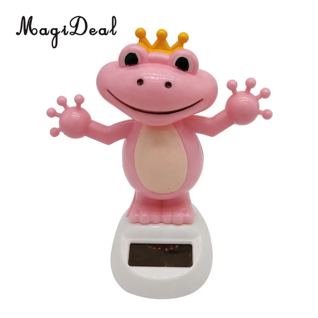 Solar Power Dancing Frog Weaving Hands Head Figure Statue Animal Model Figurine Kid Educational Toy Gift Home Decor