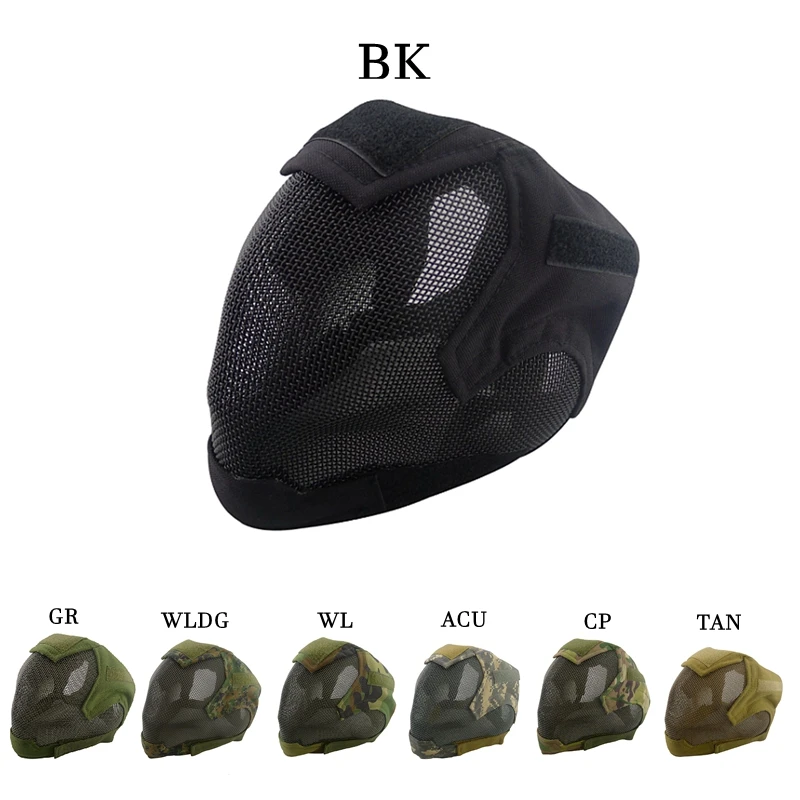 Military Airsoft Paintball Masks Tactical Steel Mesh Full Face Mask for