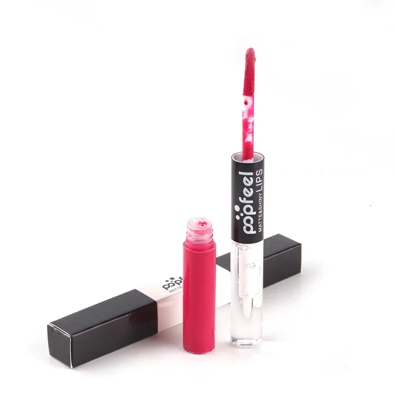 

Double end Velvet makeup Liquid tint Lipstick Sexy Colors Lip batom Matte Lipstick Waterproof Long Lasting Lip Gloss Lip Kit