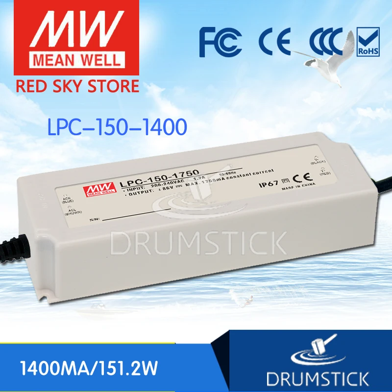 

MEAN WELL LPC-150-1400 108V 1400mA meanwell LPC-150 108V 151.2W Single Output LED Switching Power Supply