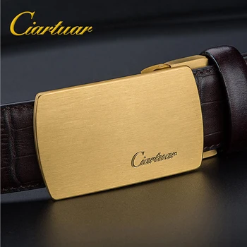 

2020 ciartuar new design best quality suit men p'lan belt genuine leather strap trousers first layer brass buckle free shipping