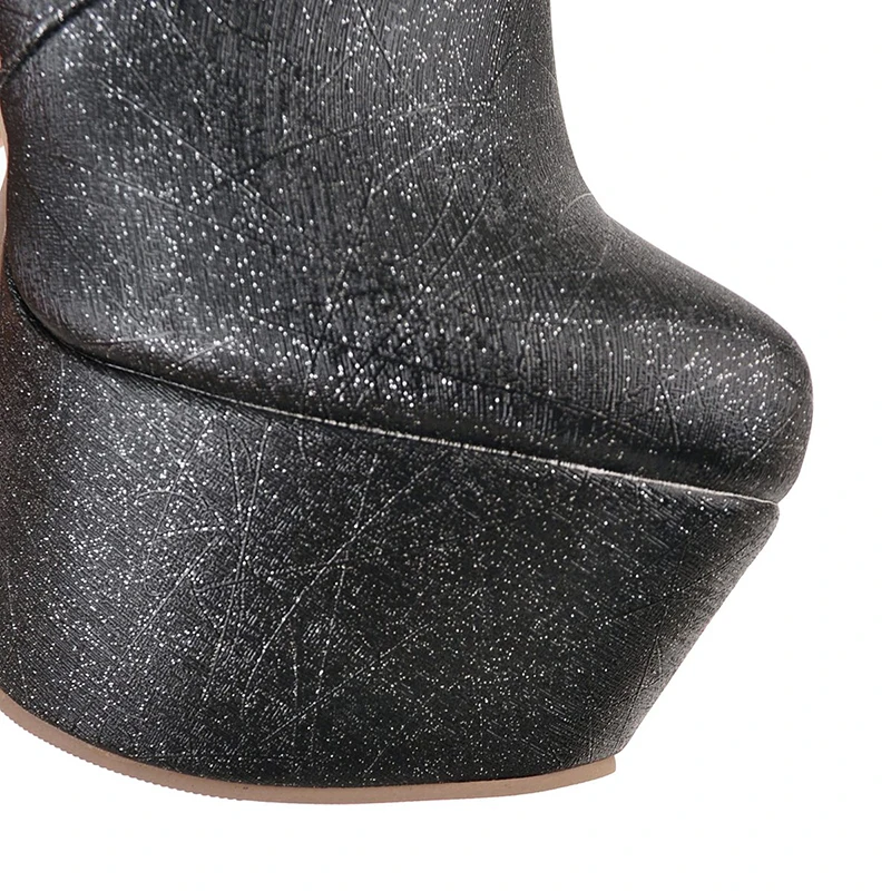 Sobre Zapatos Moda Invierno Super Nocturno Alto Plataforma Rodilla 14 Tacón De Cm Negro Sexy Pu Cuero Mujer oro Botas plata Thin Club La Rxemzg xvRfU