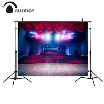 

Allenjoy stage photography backdrop with wooden floor spotlight sparkle children Festivals Activities photographic background