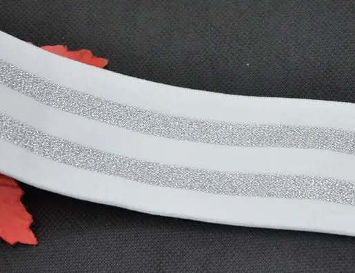 white silver 4.8cm 5 ярдов 4 см/4,8 см 5 цветов вариант изысканное качество эластичные лямки аксессуары для одежды оптом эластичная лента растягивающаяся лента - Цвет: white silver 4.8cm