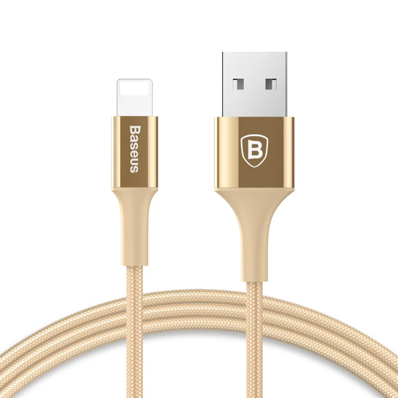 Baseus USB кабель для iPhone 5S 6 6S Plus 7 plus 8 plus X светодиодный светильник 2A кабель для быстрой зарядки для iPhone светильник - Цвет: Gold