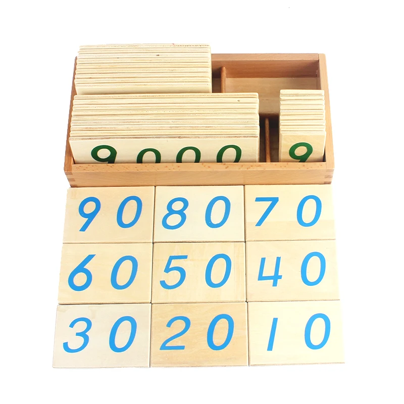 고품질 몬테소리 소재 나무 카드 번호 1-9000, 작은 디지털 학생 사용 수학 장난감 조기 교육 학습 선물