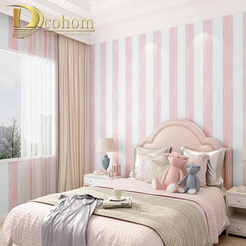 Синие розовые и белые яркие полосатые обои, современная роскошная настенная бумага, обои для стен, 3D обои для детской комнаты
