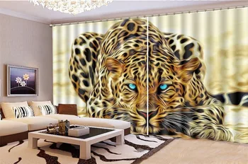 

3D Curtain Living Room Ferocious Golden Tiger HD Digital Print 3d Beautiful Blackout Curtains